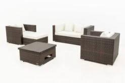 OUTFLEXX Loungemöbel-Set, Polyrattan, Braun Marmoriert, 5 Pers, Wasserfeste Kissenbox, Inkl. Loungetisch -Ausgewählte Gartenmöbelgeschäfte 10 16066 BOX D.jpg