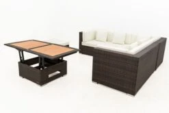 OUTFLEXX Loungemöbel-Set, Braun Marmoriert, 6 Pers, Polyrattan, Wasserfeste Kissenbox, Inkl. Loungetisch -Ausgewählte Gartenmöbelgeschäfte 10 16069 BOX D.jpg