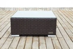 OUTFLEXX Beistelltisch/Hocker, Braun, Polyrattan, Inkl. Glasplatte Und Polster -Ausgewählte Gartenmöbelgeschäfte 10 2393 8.jpg