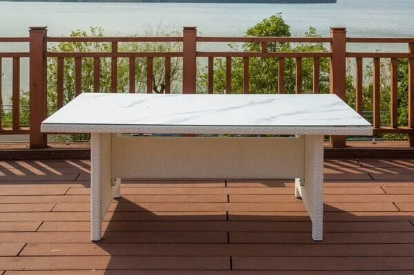 OUTFLEXX Dining Tisch, Weiß, Polyrattan, 200 X 95 Cm, Tischplatte Spraystone, 6mm 14 OUTFLEXX Dining Tisch, Weiß, Polyrattan, 200 X 95 Cm, Tischplatte Spraystone, 6mm – Bild 12