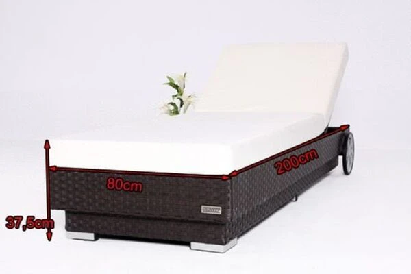 OUTFLEXX Sonnenliege, Braun, Polyrattan, 200x80x37,5cm, Inkl. Polster, Rückenlehne 4-stufig Verstellbar 7 OUTFLEXX Sonnenliege, Braun, Polyrattan, 200x80x37,5cm, Inkl. Polster, Rückenlehne 4-stufig Verstellbar – Bild 5