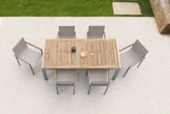 OUTFLEXX Set, Taupe, Edelstahl/Teak, Esstisch 200 X 90 Cm, 6 Stapelstühle -Ausgewählte Gartenmöbelgeschäfte 14213 3 CGI.jpg