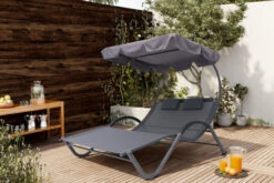 OUTFLEXX Doppelliege, Anthrazit, Polyester/Stahl Pulverbeschichtet, 205x138x34cm, Inkl. Nackenkissen, Rollbar -Ausgewählte Gartenmöbelgeschäfte 16102 02.jpg