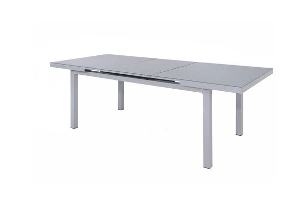 OUTFLEXX Premium Ausziehtisch, Silber/grau, Alu/Glas, 180/240x100cm, Automatischer Ausziehmechanismus 8 OUTFLEXX Premium Ausziehtisch, Silber/grau, Alu/Glas, 180/240x100cm, Automatischer Ausziehmechanismus – Bild 6