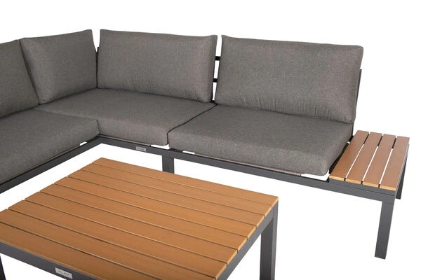 VILLANA Eck-Loungegruppe, Anthrazit/grau Meliert, Alu/Holzimitat/Polyester, 5 Personen, Inkl. Kissen 16 VILLANA Eck-Loungegruppe, Anthrazit/grau Meliert, Alu/Holzimitat/Polyester, 5 Personen, Inkl. Kissen – Bild 14