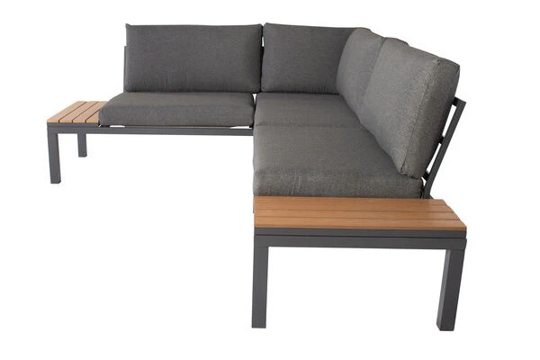 VILLANA Eck-Loungegruppe, Anthrazit/grau Meliert, Alu/Holzimitat/Polyester, 5 Personen, Inkl. Kissen 19 VILLANA Eck-Loungegruppe, Anthrazit/grau Meliert, Alu/Holzimitat/Polyester, 5 Personen, Inkl. Kissen – Bild 17