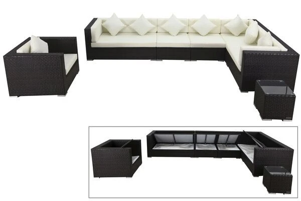 OUTFLEXX Loungemöbel-Set, Braun, Polyrattan, Für 8 Personen, Wasserfeste Kissenbox 3 OUTFLEXX Loungemöbel-Set, Braun, Polyrattan, Für 8 Personen, Wasserfeste Kissenbox