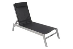 VILLANA Gartenliege, Silber/schwarz, Aluminium/Textil, 198 X 60 X 32 Cm, Verstellbar