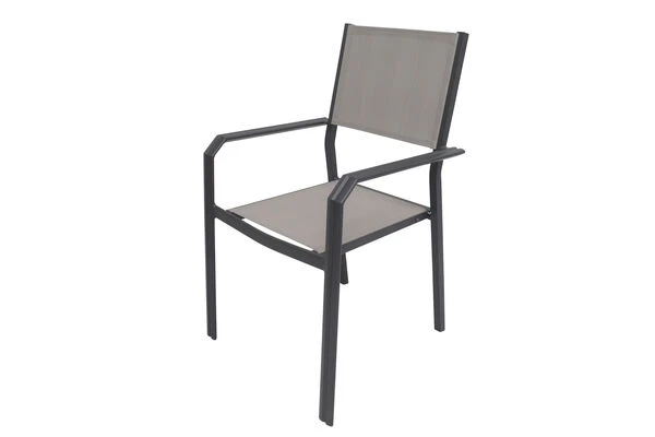 VILLANA Gartenstuhl, Anthrazit/grau, Aluminium/Textil, 58 X 57 X 90 Cm, Stapelbar 3 VILLANA Gartenstuhl, Anthrazit/grau, Aluminium/Textil, 58 X 57 X 90 Cm, Stapelbar