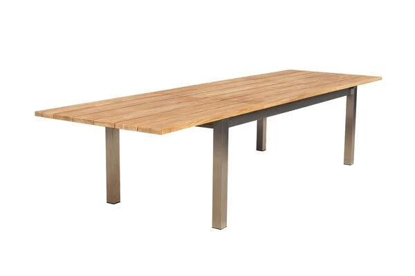 OUTFLEXX Ausziehtisch, FSC-Teakholz/Edelstahl, Plattenstärke 30mm, 220/340x100cm 6 OUTFLEXX Ausziehtisch, FSC-Teakholz/Edelstahl, Plattenstärke 30mm, 220/340x100cm – Bild 4
