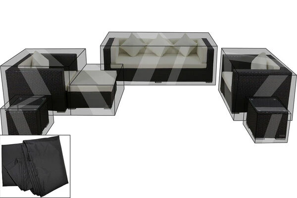 OUTFLEXX Premium Abdeckhauben Set Für Lounge TheBox-A/-D: 1302/ 1303/ 7174/ 16063, Schwarz, Wasserbeständig 3 OUTFLEXX Premium Abdeckhauben Set Für Lounge TheBox-A/-D: 1302/ 1303/ 7174/ 16063, Schwarz, Wasserbeständig