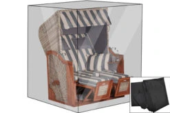 OUTFLEXX Premium Abdeckhaube Für Strandkörbe, Schwarz, Wasserbeständig, 137 X 107 X 177/142 Cm