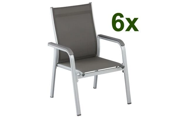 Kettler BasicPlus 6er-Set Stapelsessel, Silber/anthrazit, 0301205-0000 3 Kettler BasicPlus 6er-Set Stapelsessel, Silber/anthrazit, 0301205-0000