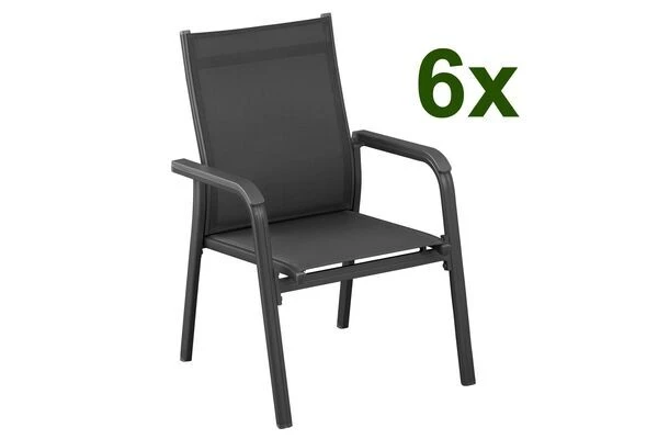 Kettler BasicPlus 6er-Set Stapelsessel, Anthrazit/anthrazit, 0301205-7000 3 Kettler BasicPlus 6er-Set Stapelsessel, Anthrazit/anthrazit, 0301205-7000