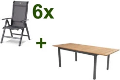 HARTMAN Esstischgruppe, Xerix-anthrazit, Alu/Teakholz, 210/150x90 Cm, 6 Personen