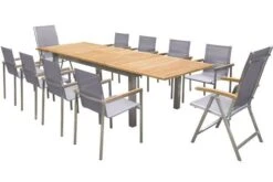 OUTFLEXX Set, Taupe, 200/300 X 100 Cm, Edelstahl/Teak, Ausziehtisch, 8 Stapelstühle, 2 Multipositionssessel -Ausgewählte Gartenmöbelgeschäfte 1 14155.jpg