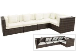 OUTFLEXX Loungemöbel-Set, 5 Pers, Braun Marmoriert, Polyrattan, Wasserfeste Kissenbox