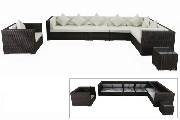 OUTFLEXX Loungemöbel-Set, Braun Marmoriert, Polyrattan, 8 Pers, Wasserfeste Kissenbox 3 OUTFLEXX Loungemöbel-Set, Braun Marmoriert, Polyrattan, 8 Pers, Wasserfeste Kissenbox