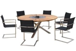 OUTFLEXX Sitzgruppe, Schwarz, Edelstahl/FSC-Teak, Ø 170 Cm, 6 Freischwinger, Inkl. Drehbarer Granitplatte + Eiskühler -Ausgewählte Gartenmöbelgeschäfte 1 16570.jpg