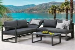 BEST Rhodos Loungemöbel, Anthrazit, Alu/Sensotex, 3-tlg., 212 X 212 Cm, Inkl. Polster