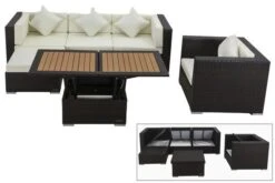 OUTFLEXX Loungemöbel-Set, Braun, Polyrattan, Für 5 Personen, Inkl. Loungetisch, Wasserfeste Kissenbox -Ausgewählte Gartenmöbelgeschäfte 1 1713 BOX D.jpg