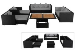 OUTFLEXX Loungemöbel-Set, Schwarz, Polyrattan, Für 9 Personen, Inkl. Loungetisch, Wasserfeste Kissenbox -Ausgewählte Gartenmöbelgeschäfte 1 1716 BOX D.jpg