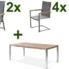 OUTFLEXX Esstischgarnitur, Edelstahl / Teakholz, Tisch 200 X 100 Cm, 4 Freischwinger, 2 Multipositionssessel, Silber -Ausgewählte Gartenmöbelgeschäfte 1 17309.jpg