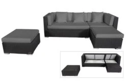 OUTFLEXX Loungemöbel-Set, Schwarz, Polyrattan, 5 Personen, Wasserfeste Kissenbox