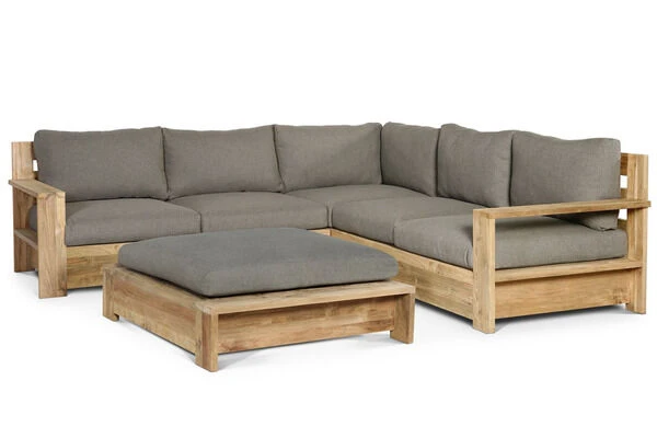 OUTFLEXX Kassel Ecklounge, Recyceltes Teakholz, Inkl. Polster Aus Olefin, Rustikal Gebürstet 3 OUTFLEXX Kassel Ecklounge, Recyceltes Teakholz, Inkl. Polster Aus Olefin, Rustikal Gebürstet