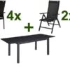 DOPPLER Expert Esstischgarnitur, Anthrazit/schwarz, Alu/Textilene, 4 Stapelsessel, 2 Hochlehner, 150-210x90cm 1 DOPPLER Expert Esstischgarnitur, Anthrazit/schwarz, Alu/Textilene, 4 Stapelsessel, 2 Hochlehner, 150-210x90cm -Ausgewählte Gartenmöbelgeschäfte 1 18962.jpg