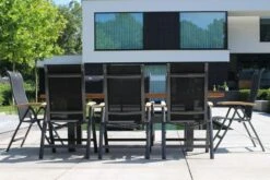 HARTMAN Sondermodell Yasmani/Alice Esstischgruppe, Xerix, Alu/Teakholz, 4x4 Textilen, 240x100cm, 8 Multipositionssessel