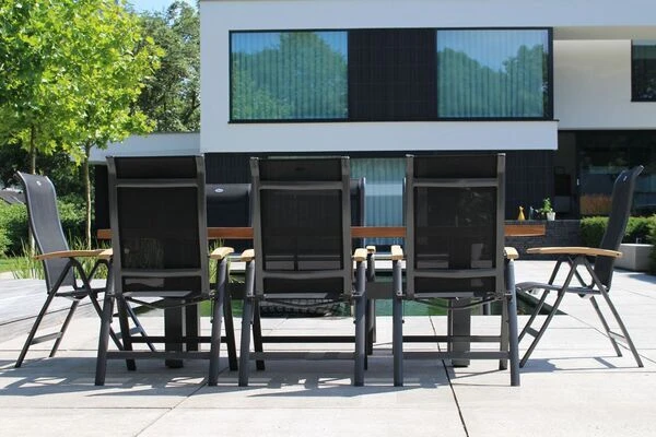 HARTMAN Sondermodell Yasmani/Alice Esstischgruppe, Xerix, Alu/Teakholz, 4x4 Textilen, 240x100cm, 8 Multipositionssessel 3 HARTMAN Sondermodell Yasmani/Alice Esstischgruppe, Xerix, Alu/Teakholz, 4x4 Textilen, 240x100cm, 8 Multipositionssessel