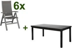 KETTLER Altura Esstischgarnitur, Anthrazit, Alu/Textilene, Tisch 180/240x100cm, 6 Multipositionssessel