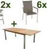 STERN Cardiff Esstischgruppe, Silber/taupe, Edelstahl/FSC-Teak, Tisch 200/300 X 100 Cm, 6 Stapel-, 2 Multipositionssessel 2 STERN Cardiff Esstischgruppe, Silber/taupe, Edelstahl/FSC-Teak, Tisch 200/300 X 100 Cm, 6 Stapel-, 2 Multipositionssessel -Ausgewählte Gartenmöbelgeschäfte 1 19693.jpg