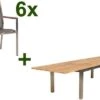 STERN Cardiff Esstischgruppe, Silber/silbergrau, Edelstahl/FSC-Teak, Tisch 220/340 X 100 Cm, 6 Stapelsessel -Ausgewählte Gartenmöbelgeschäfte 1 19744.jpg