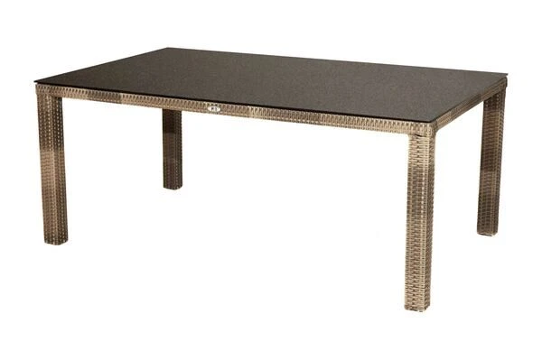 Ploß Rabida Comfort Dining Tisch, Champagner-meliert, Polyrattan, 180x110 Cm, Glasplatte In Steinoptik 3 Ploß Rabida Comfort Dining Tisch, Champagner-meliert, Polyrattan, 180x110 Cm, Glasplatte In Steinoptik