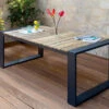 OUTFLEXX Kona Esstisch, Dark Grey/natur, Alu/recycled FSC®-Teak, 200x100x76cm, Rustikal Gebürstet, U-Gestell