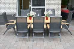 HARTMAN Xanadu / Da Vinci Sitzgruppe, Xerix/anthrazit, Alu/Teakholz, 8 Multipos, 220x100cm