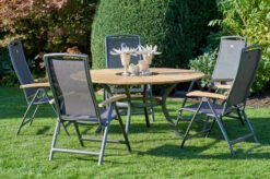 HARTMAN Provence / Raffaelo Sitzgruppe, Xerix/anthrazit, Alu/Teakholz, 5 Multipos, Ø150cm, Inkl. Eiskühler