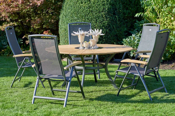 HARTMAN Provence / Raffaelo Sitzgruppe, Xerix/anthrazit, Alu/Teakholz, 5 Multipos, Ø150cm, Inkl. Eiskühler 3 HARTMAN Provence / Raffaelo Sitzgruppe, Xerix/anthrazit, Alu/Teakholz, 5 Multipos, Ø150cm, Inkl. Eiskühler
