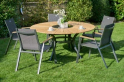 HARTMAN Provence / Aruba Sitzgruppe, Xerix/anthrazit, Alu/Teakholz, 5 Stapelsessel, Ø150cm, Inkl. Eiskühler