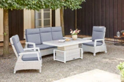 SIENA GARDEN Corido Loungeset, Ice Grey, Alu / Gardino®-Geflecht, 2 Loungesessel + 3er Sofa, Stufenloser Lifttisch 160x90x47-71cm