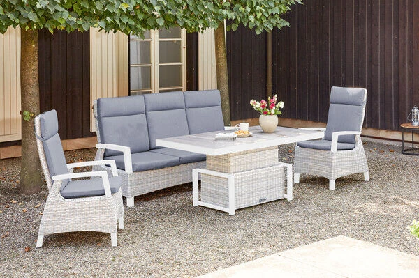 SIENA GARDEN Corido Loungeset, Ice Grey, Alu / Gardino®-Geflecht, 2 Diningsessel + 3er Sofa, Stufenloser Lifttisch 160x90x47-71cm 3 SIENA GARDEN Corido Loungeset, Ice Grey, Alu / Gardino®-Geflecht, 2 Diningsessel + 3er Sofa, Stufenloser Lifttisch 160x90x47-71cm