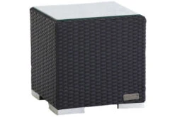 OUTFLEXX Beistelltisch, Schwarz, Polyrattan, 40x40x40 Cm, Inkl. Glasplatte