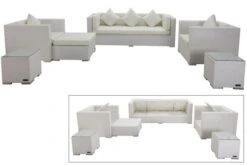 OUTFLEXX Loungemöbel-Set, Weiß, Polyrattan, Für 6 Personen, Wasserfeste Kissenbox