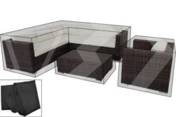 OUTFLEXX Premium Abdeckhaube Für Sofaset 7760 (Ecksofa+Sessel+Tisch), Schwarz, Wasserbeständig