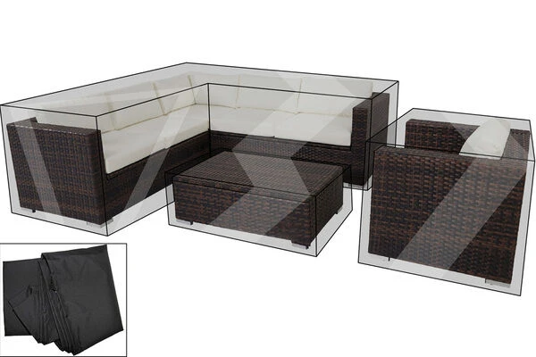 OUTFLEXX Premium Abdeckhaube Für Sofaset 7760 (Ecksofa+Sessel+Tisch), Schwarz, Wasserbeständig 3 OUTFLEXX Premium Abdeckhaube Für Sofaset 7760 (Ecksofa+Sessel+Tisch), Schwarz, Wasserbeständig