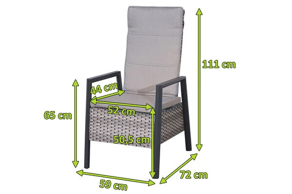 Ploß Louvra 2 Design-Diningsessel, Natur-anthrazit, Polyrattan, 59x72x111cm, Rücken Stufenlos Verstellbar 8 Ploß Louvra 2 Design-Diningsessel, Natur-anthrazit, Polyrattan, 59x72x111cm, Rücken Stufenlos Verstellbar – Bild 6