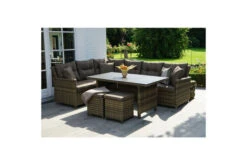 Ploß Rabida Dining-Lounge, Champagner-meliert, Polyrattan, 7 Tlg., 5-6 Pers., 146x85cm, Inkl. Polster