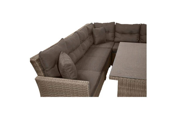 Ploß Rabida Dining-Lounge, Champagner-meliert, Polyrattan, 7 Tlg., 5-6 Pers., 146x85cm, Inkl. Polster 5 Ploß Rabida Dining-Lounge, Champagner-meliert, Polyrattan, 7 Tlg., 5-6 Pers., 146x85cm, Inkl. Polster – Bild 3